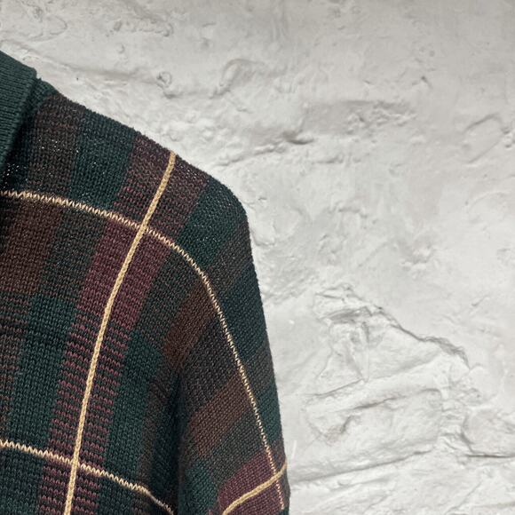 Country Classics Plaid Collared Knit Sweater Golf Polo Ramie Cotton Vintage - Picture 3 of 7